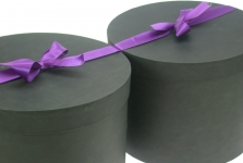 Zwart met paars lint